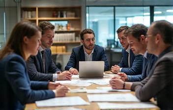 Équipe réunie autour d'une table de logistique